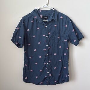 PacSun Button Up Shirt American Flag USA Cotton Blend‎ Men’s Size Medium